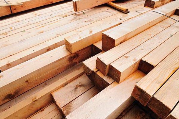 Pile of wood beams and girders